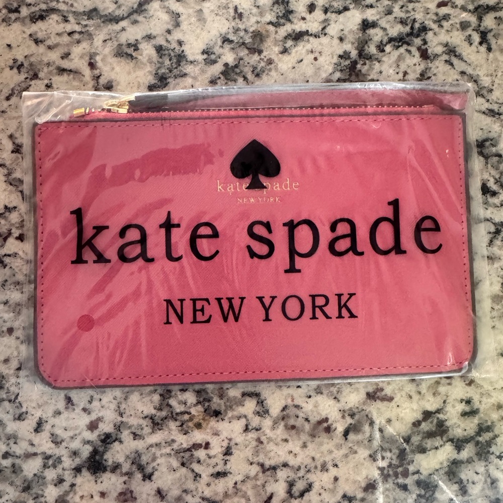 kate spade Pink Zip Wristlet with Gold Hardware